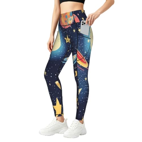 Pantalones de yoga fitness mallas espaciales opacas para correr con bolsillos mujer