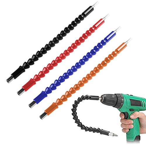 Muydz Flexible Extension Drill Bit Holder Flex Shaft For Hand Ratchet Screwdriver Bits Quick Change Magnetic 1/4" Hex Shank Pack Of 4 #TOP19