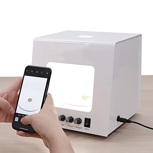 Tocadiscos eléctrico Joyas de oro y plata Caja de luz para fotos, Caja de luz para fotografía de estudio fotográfico, Softbox Tocadiscos giratorios regulables para joyería Fotografía Video Escaneo 3D