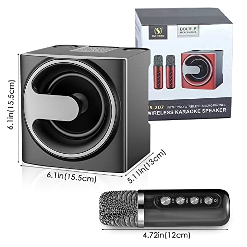 Karaoke Machine, Thoedprix Mini Karaoke System With 2 Microphones And Transformation Light, Stereo Speaker Support Bluetooth, Aux, Usb, Tf For Party, Meeting, Wedding, Home And Outdoor, Black #TOP7