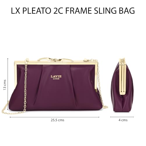 Image of Lavie Luxe Women's Pleato 2-Compartment Frame Cross Body Sling Bag | Ladies Purse Handbag | Gift for Women