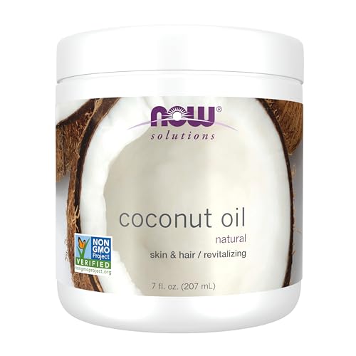 NOW Foods Solutions, Coconut Oil, Naturally Revitalizing for Skin and Hair, Conditioning Moisturizer, 7-Ounce