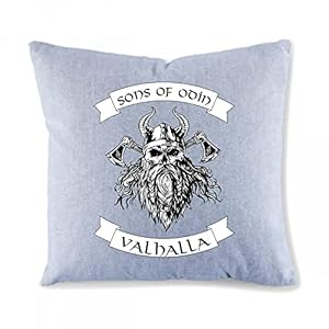Sons of Odin Wikinger Kissenbezug Grau Vintage Sofa Kissen Bezug ohne Füllung Vintage Jeans Grau schwarz 40 x 40 cm Odin…