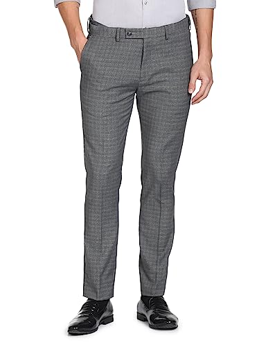 Image of Arrow Men's Mid Rise Slim Auto Flex Check Trousers
