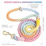 Dog Leash 5 FT Handmade Braided Cotton Rope Leashes for Small Medium and Large Dogs, New Golden Heavy Duty Metal Clasp, Colorful Macaron - Image 2