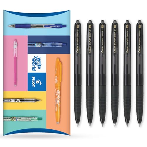 Pilot Bolígrafo retráctil Super Grip G, tinta negra, punta mediana de 1,0 mm, 6 unidades