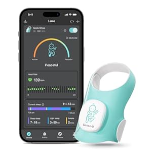 Sense-U Smart Sock Shoe Baby Monitor – Track Baby’s Heart Rate, Movement and Sleep, Infant Foot Monitor for Peace of Mind