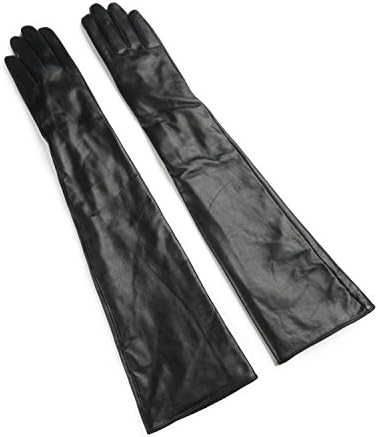 Ambesi Women's Fleece Lined Opera Long Lambskin Leather Winter Gloves