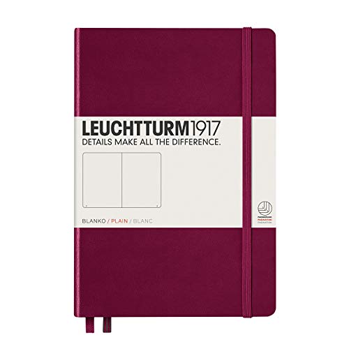 Leuchtturm1917 Medium A5 Plain Hardcover Notebook (Port Red) - 249 Numbered Pages