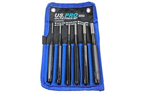 Us Pro Tools Pin Punch Set 6Pc Parallel Pin Metric Punch Tool Set 2.5Mm - 10Mm 3263