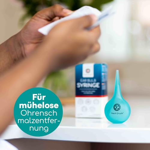 Medi Grade Ohrenreiniger 75 ml | Ohrenschmalz Entferner für Babys, Kinder und Erwachsene | Ohrendusche, Ohrreiniger und Ohr Sauger perfekt zum Ohren reinigen