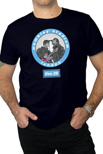 Image of De-Stroy Oasis T-Shirt - Live 25 London Wembley Stadium Merch, Oasis Tour t-Shirt, 6 colourways Available (UK, Alpha, L, Regular, Regular, Navy/Blue)