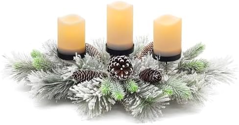 BAYN Christmas Centerpiece Table Decorations, Handcrafted Snowy P...