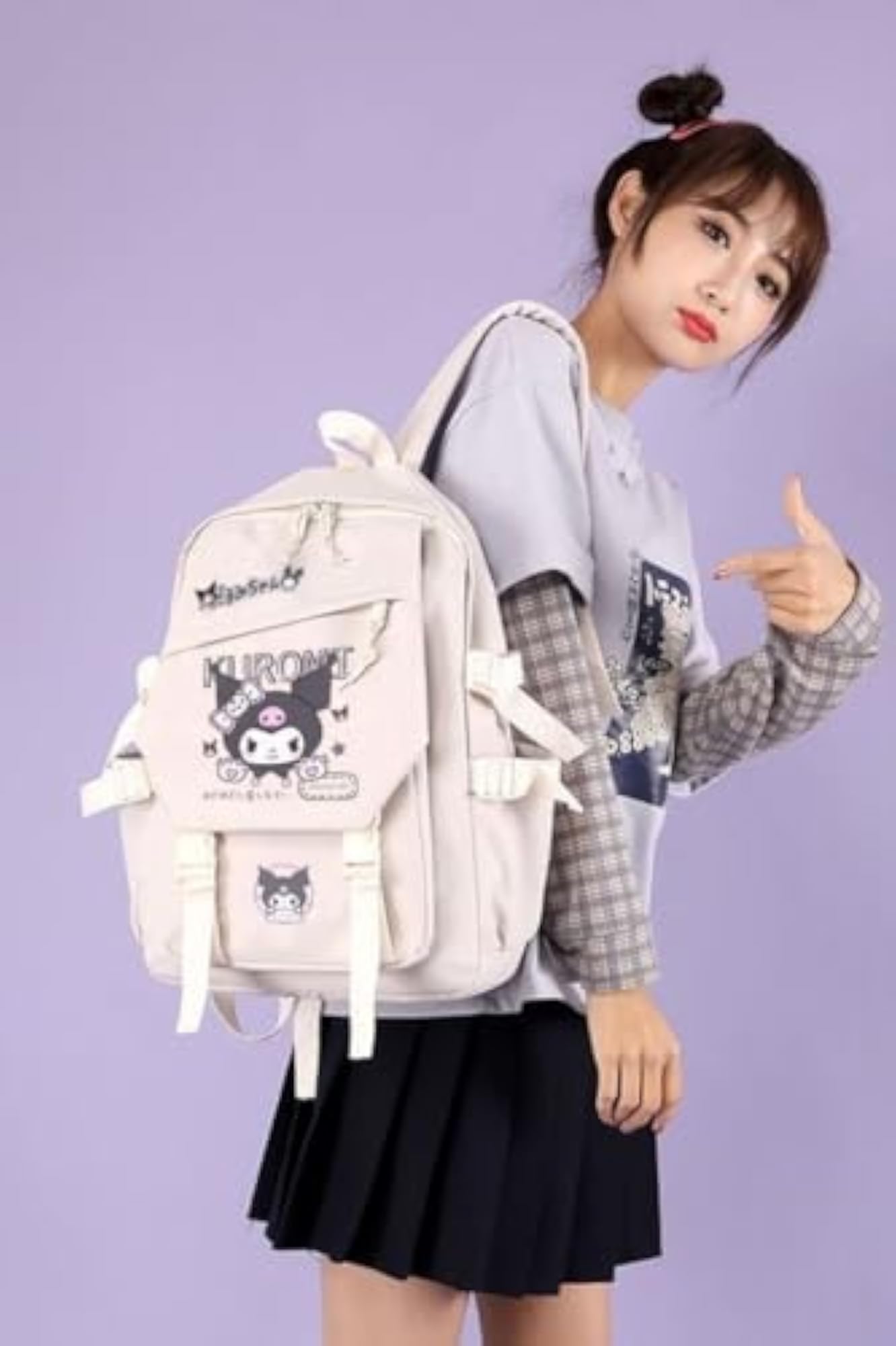 Cute Kulomi Cinnamon Roll Girl Student Backpack Set