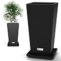 Elevens Outdoor Planter Larger Flower Pots Indoor Taper Garden V-Shape Tall Planters 28 inches Garden Pots Planter - Black?2 Packs?