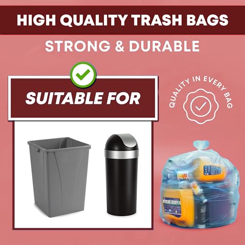 Image of Clear 6-10 Gallon Trash Bags - Bulk 1040 Count - 8 Gallon Garbage Bags on Roll - Unscented Waste Basket Liners, Office Trash Can Liners for Home, Bathroom, Commercial, Janitorial, Industrial Use