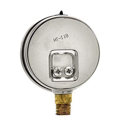 Pic Gauges Pro-201L-254R 0-5000 Psi Pressure Gauge, 2 1/2" Dial, 1/4" Male Npt Connection, Bottom Mount, Dual Scale, Glycerin Filled, Stainless Steel Case/Bezel, Brass Internals & Plastic Lens #TOP3