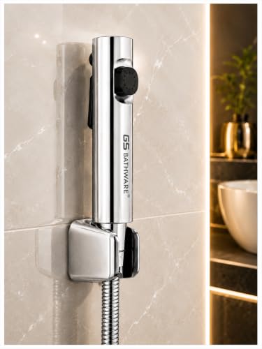 Image of Health Faucet Complete Set with 1 Meter SS Hose Pipe & Wall Hook | Jet Spray for Toilet | Dual Flow (Rain & Stream) | High Pressure Hand Bidet Sprayer | Premium ABS Body | Chrome Finish
