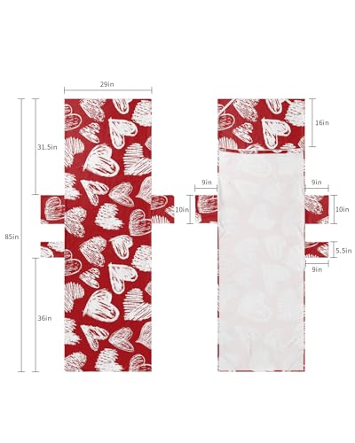 Red Love Heart Valentines Day Beach Lounge Chair Towel Cover, Soft Chaise Lounge Towel with Side Pockets Patio Pool Chairs Cover for Beach/Pool Sunbathing 29x85 Love Heart White