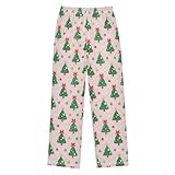 Yuiboo Christmas Tree Design Lounge Pants Long Sleep Pajama Elastic Waist PJ Bottoms Indoor with Pockets 6-8Y