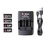 Soshine CR123A 充電池 4本+充電器 セット3.0V (3.2V)