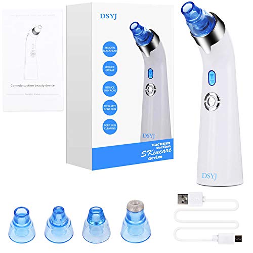 Blackhead Remover Vacuum - DSYJ Facial Pore Cleanser Electric Acne Comedone Extractor Kit USB Rechargeable Blackhead Suction Tool with LED Display for Facial Skin(Blue)