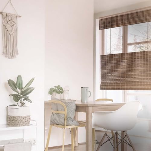 MOOD Custom Bamboo Shades | Rustic | Top Down Bottom Up Cordless | Bamboo Roman Shades for Windows and Doors (Natural Woven) | Rustic Oak (Great Privacy) | Custom Size