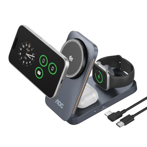 AOC-GW300-25W-Qi22-Certified-3-in-1-Foldable-Wireless-Charging-Station AOC GW300 25W Qi2.2-Certified 3-in-1 Foldable Wireless Charging Station - Image 1