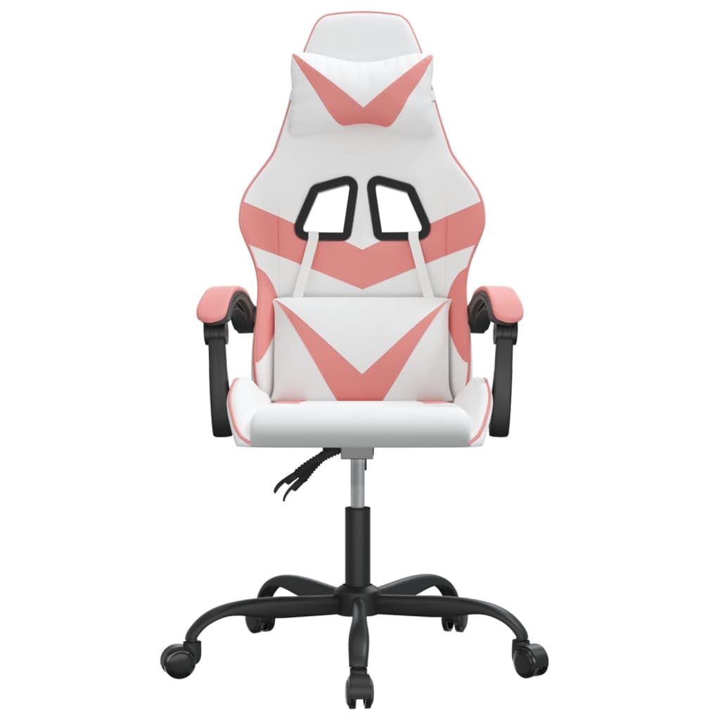 Tomostar Chaise Gaming, Chaise de Jeu Fauteuil Gamer Fauteuil de Bureau Blanc et Rose Similicuir