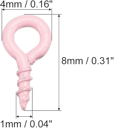 Miniatura 7 de uxcell 300 ganchos pequeños de ojo de tornillo con rosca, tornillos roscados, tornillo autorroscante de 0.31 x 0.39 pulgadas para hacer joyas,
