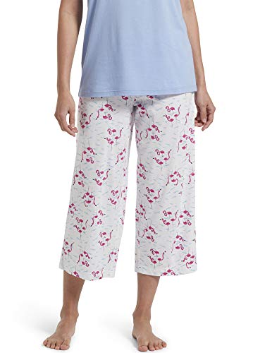 Image of HUE Women's Basic 2 Piece Pajama Set V-neck Tee and Printed Knit Capri Pant Made With Temperature Control Technology