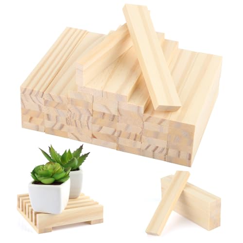 40 Stück Holzklötzchen zum Basteln, 10.5 x 2.1 x 0.7cm Bastelholz,...