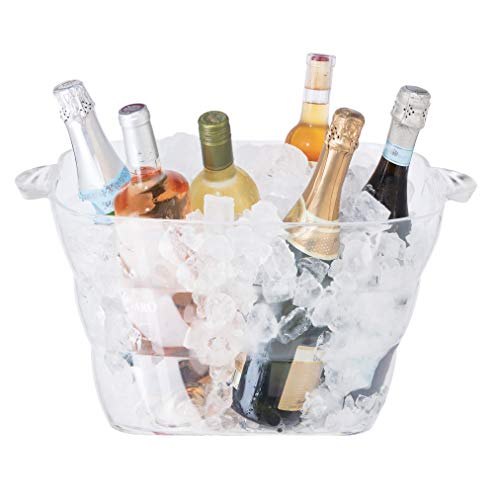 OGGI Acrylic Square Party Tub - Clear Beverage Cooler w/Handles, Wine Cooler, Beer Chiller, Ideal Party Tubs for Drinks, Use Ice Tub for Indoor or Outdoor Bars, 16.75" x 14" by Oggi - Used condition - US$24.29