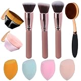 10 Pcs Multifunctional Foundation Brush Set, Travel Kabuki Brush for Women, Foundation Makeup Brush