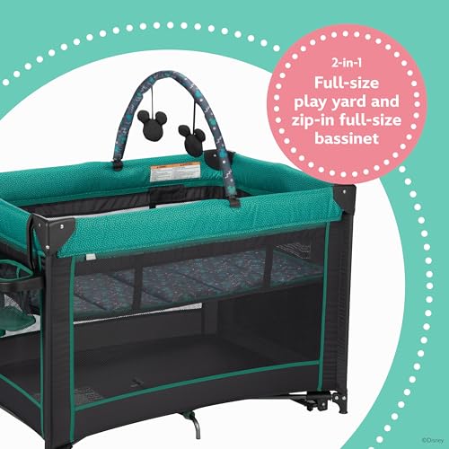 Image of Disney Baby Classic Mickey Mouse 2-in-1 Play Yard with Rocking Bassinet, Mickey Sprinkle