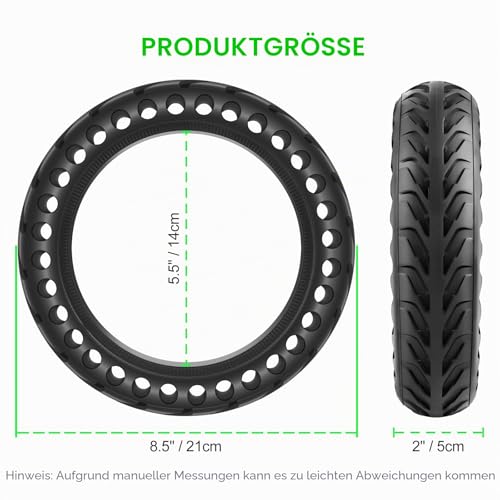 BANGTING 8,5 Zoll E Scooter Solid Reifen, 8 1/2 x2 Vollgummireifen, 50/75-6.1 Ersatzreifen für Xiaomi Pro 2 / M365 / M365 Pro / 1S / 3/3 Lite/Essential und alle , (2 PCS)