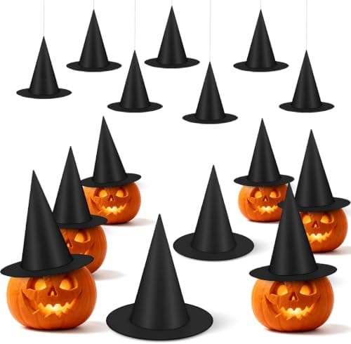 15 Pcs Halloween Decorative Witch Hats, Thick Black Witch Hats Bu...