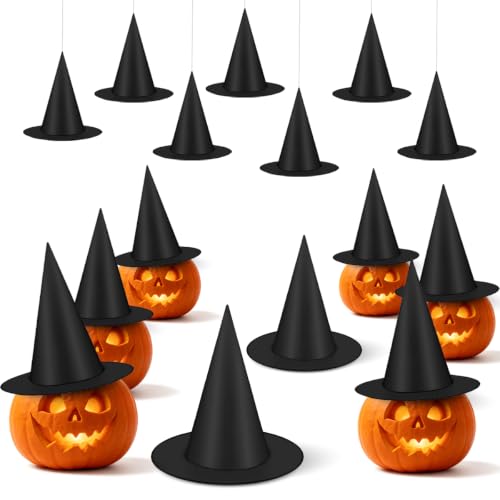15 Pcs Halloween Decorative Witch Hats Thick Black Hanging Witch Hats