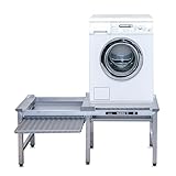 waschmaschinen unterbausockel SICHER & FEST – Bei dem Waschmaschinenschrank sind alle 6 Füße gummiert und jeweils bis zu 4,5 cm höhenverstellbar. Somit ist das Untergestell optimal für unterschiedliche Bodenbeläge geeignet und zeichnet sich durch einen sicheren Stand aus. Zusätzlich wird mit einem erhöhten Rahmen verhindert, dass die Waschmaschinen vom Podest für Waschmaschine und Trockner herunterfallen.