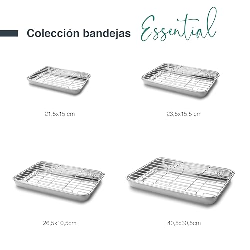 Miniatura 5 de Lacor - 15567 - Bandeja Con Rejilla Essential, Bandeja Acero Inoxidable, Alta Conductividad Térmica, Rejilla Extraíble, Apta Para Horno, Congelador Y Frigorífico, 40.5x30.5 Cm