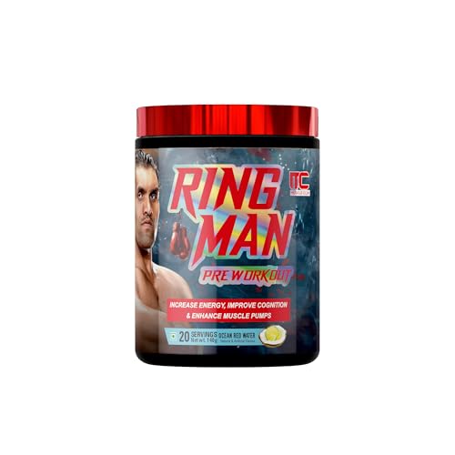 Image of Muscle Club Ring Man Pre Workout Ocean Red Water Flavour | AMP Powered | By The Great Khali | High Stim Pre workout with 2000mg Beta-Alanine & 200mg Caffeine | Energy & Focus Booster