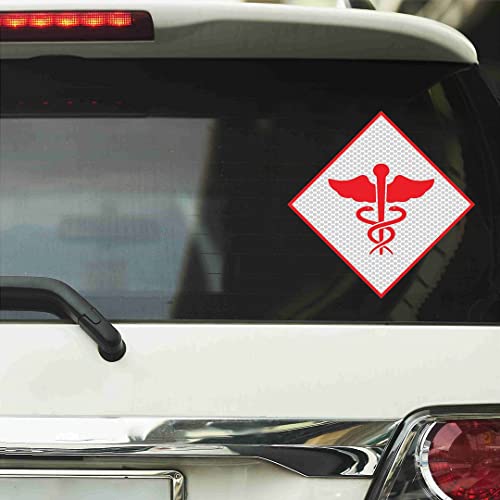 Image of CVANU Doctor Reflective Vinyl Exterior Decal for Vehicle 2pcs (11x11cm) Red cv8