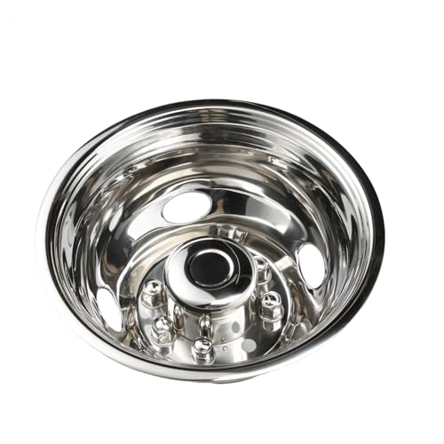 Image of 4pcs 16 inch 304 Polished Stainless Steel Wheel Simulators for 74-98 F350 | Dually 8 Lug 4 Hand Hole,Bolt On Hub Caps, Screw On Wheel Covers For 92-23 E350 96-03 /15-19 E450