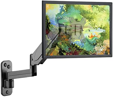 UPGRAVITY Monitor Wall Mount, Single Monitor Wall Arm for 17-32 inch Flat/Curved Computer Screens, Height Adjustable Gas Spring Wall Monitor Stand with Cable Management, Tilt, VESA 75x75/100x100 mm