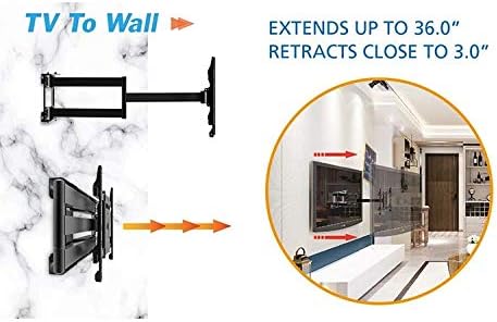 Miniatura 3 de Mount Plus MP-L36-600 Soporte de pared de brazo largo para TV de movimiento completo con brazo articulado de extensión de 36 pulgadas  Se adapta a