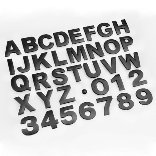 srasakan 車用 立体 エンブレム ステッカー 装飾 ドレスアップ 外装 パーツ アルファベット レター 大文字 数字 ナンバー ステッカー （ブラック, 37個入り）