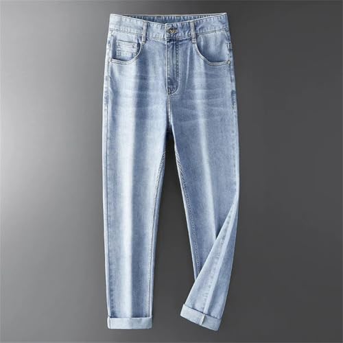 Men's Washed Straight Leg Jeans Spring Summer Mid Waist Light Stretch Denim Pants Casual Fit3