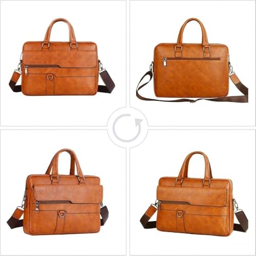 Image of CAVALO - Be Unique Leather Men's Laptop Bag Retro Messsenger Bag Men's Handbag Crossbody Bag Personality Briefcase (upto 14 inch) | Premium PU Leather