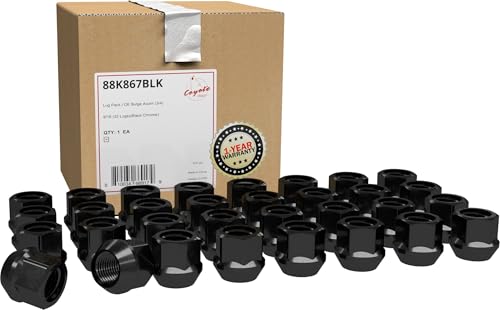 Image of Wheel Accessories Parts 32 Pcs 9 /16 inch-18 Thread Open End Bulge Acorn 21mm 0.84 inch Long Lug Nuts Black 3 /4 inch 19mm Hex Fits Ram 2500 3500 | Chevrolet GMC C2500 C3500