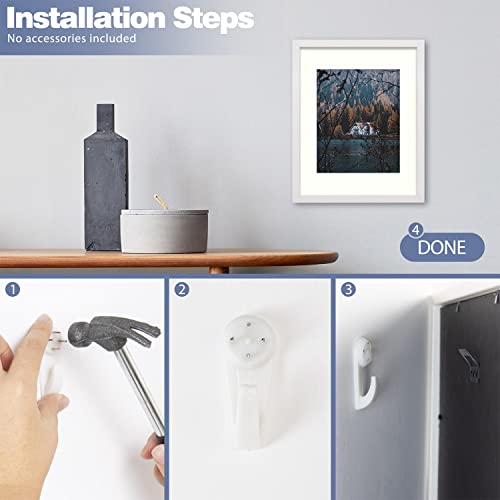 Frametory, 11X14 Picture Frame With Mat For 8X10 Photo - Country Rustic Style - High Definition Glass Wide Molding - Preinstalled Wall Mounting Hardware (Rustic White, 2 Pack) #TOP4